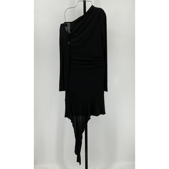 Helmut Lang 'Scala' Black Viscose Drape Mini Dress Size S - Picture 5 of 5